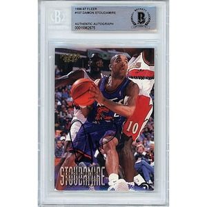 Damon Stoudamire Autographed Toronto Raptors Fleer Card - Beckett Authentic Slab